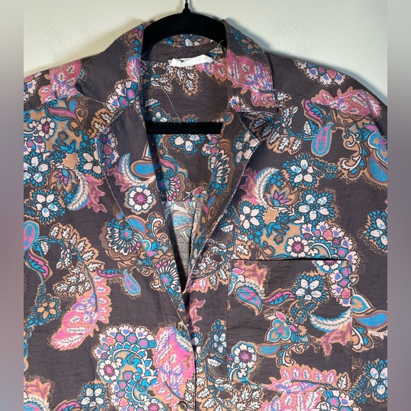 We The Free People Poolside Boyfriend Paisley Button Down Shirt Women’s Sz S - Picture 4 of 16